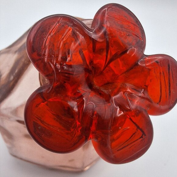 Parasol Triple Hummingbird Feeder Pink Glass Metal Holder Hanging Vintage Flower - Picture 3 of 10